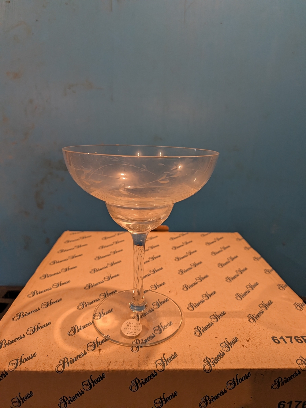 Princess House Clear Etched Crystal Coupe - Clear